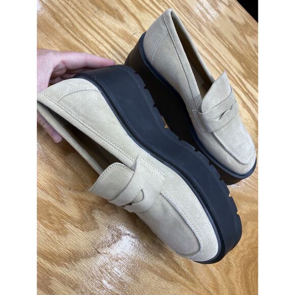 Free People Nico Women's 7 tan Suede Moc Toe Comfort Slip-On Platform Loafers - Picture 5 of 7